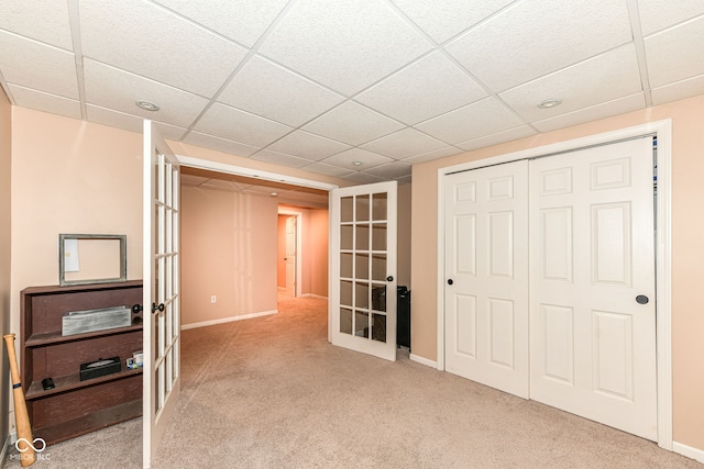 11820 Stepping Stone Dr, Fishers, IN 46037 - corridor featuring french doors, carpet flooring, and a paneled ceiling