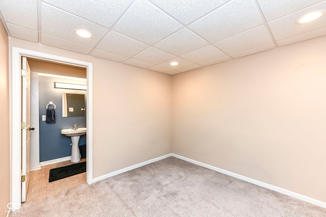 11820 Stepping Stone Dr, Fishers, IN 46037 - unfurnished bedroom with recessed lighting, carpet floors, and a paneled ceiling