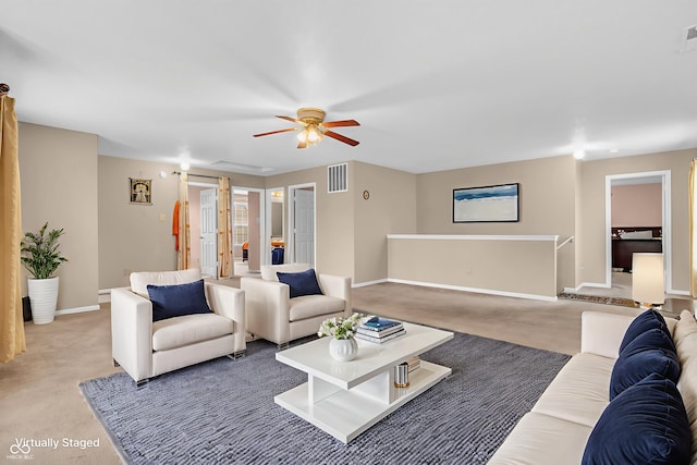 1449 Danielle Dr, Indianapolis, IN 46231 - living room featuring ceiling fan and light carpet