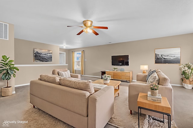 1449 Danielle Dr, Indianapolis, IN 46231 - living area featuring ceiling fan and light colored carpet