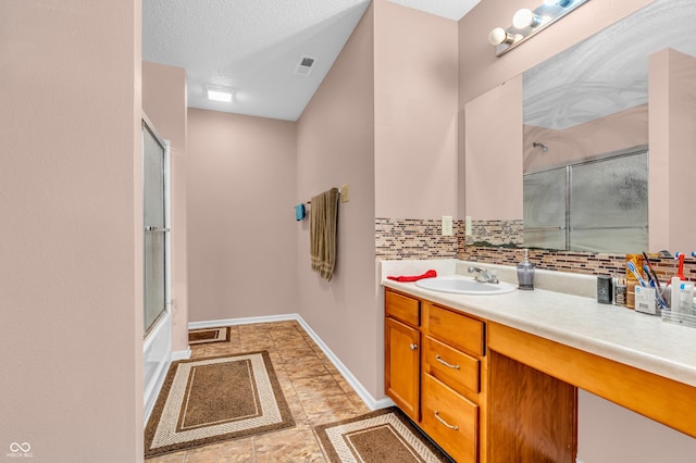 1449 Danielle Dr, Indianapolis, IN 46231 - full bath with vanity, decorative backsplash, and enclosed tub / shower combo