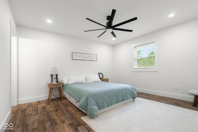 339 Honey Locust Pl, North Vernon, IN 47265 - bedroom with recessed lighting, dark wood-style floors, and ceiling fan