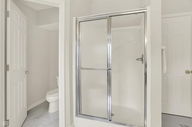 5761 Coopers Hawk Dr, Carmel, IN 46033 - full bathroom with marble finish floors and a stall shower