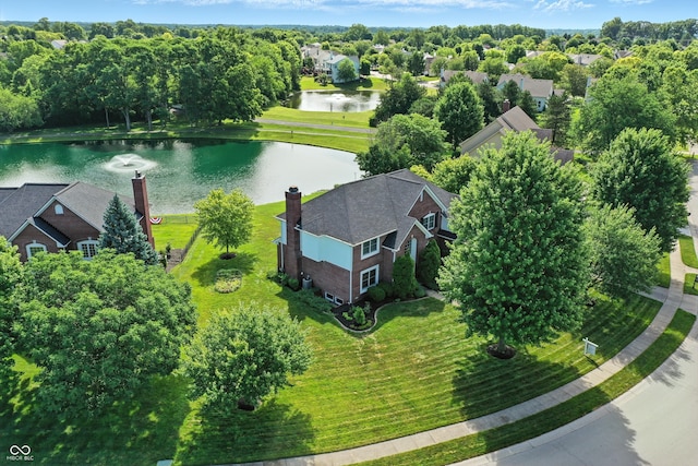 5761 Coopers Hawk Dr, Carmel, IN 46033 - view from above of property featuring a nearby body of water and a tree filled landscape