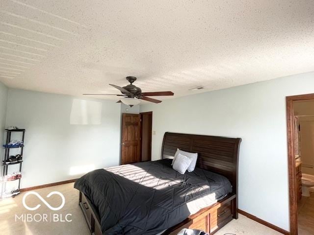 2230 Cedarmill Dr, Franklin, IN 46131 - bedroom featuring ceiling fan, light carpet, and a textured ceiling