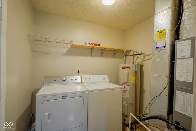 6029 Sycamore Forge Dr, Indianapolis, IN 46254 - laundry room featuring water heater, washing machine and clothes dryer, and heating unit