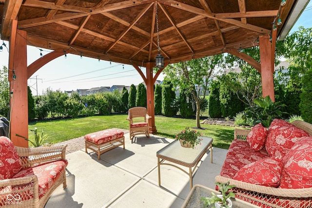 5765 White Pine Rd, Whitestown, IN 46075 - view of patio featuring an outdoor hangout area and a gazebo