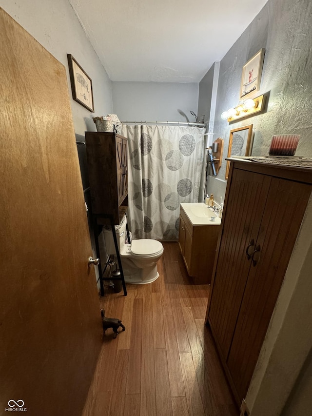9721 S 100 E, Pendleton, IN 46064 - bathroom with wood finished floors, vanity, and a shower with shower curtain