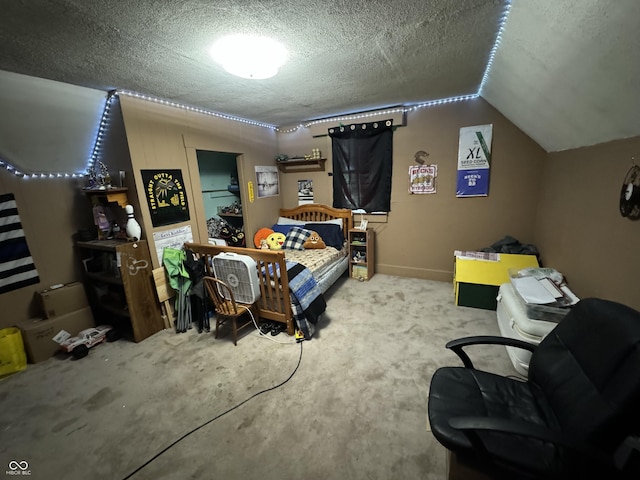 9721 S 100 E, Pendleton, IN 46064 - carpeted bedroom with vaulted ceiling and a textured ceiling