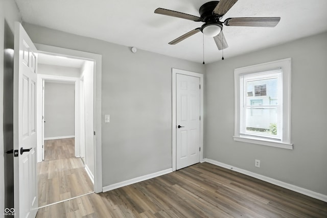 3609 N Keystone Ave, Indianapolis, IN 46218 - unfurnished bedroom with wood finished floors and a ceiling fan