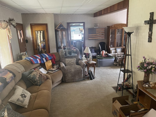 100 Durbin St, North Vernon, IN 47265 - living room with carpet flooring and a paneled ceiling