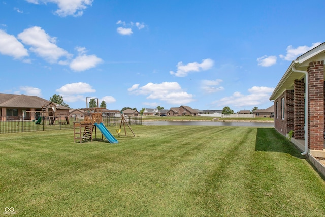 1976 Austin James Ln, Seymour, IN 47274 - view of yard featuring a water view, a playground, and a residential view