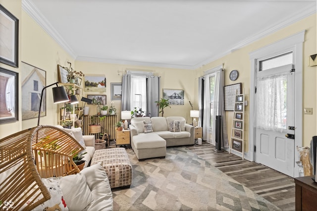 38 W Main St, Brownsburg, IN 46112 - living area featuring plenty of natural light, crown molding, and wood finished floors
