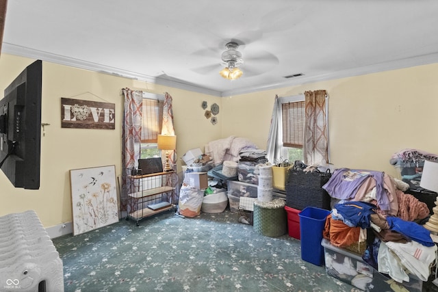 38 W Main St, Brownsburg, IN 46112 - interior space with ornamental molding and ceiling fan