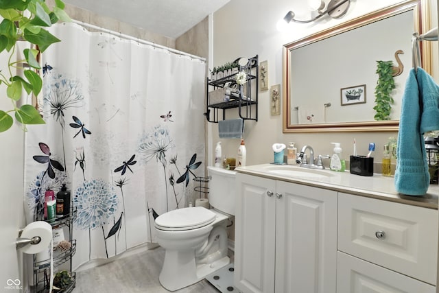 1346 N Buck Creek Rd, Greenfield, IN 46140 - full bathroom with vanity, wood finished floors, and curtained shower
