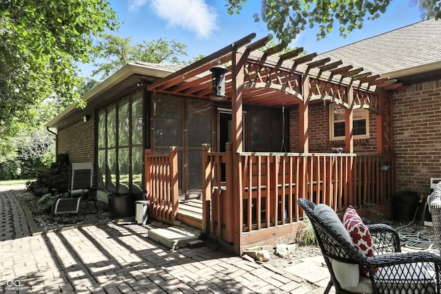 1346 N Buck Creek Rd, Greenfield, IN 46140 - view of patio with a sunroom and a pergola