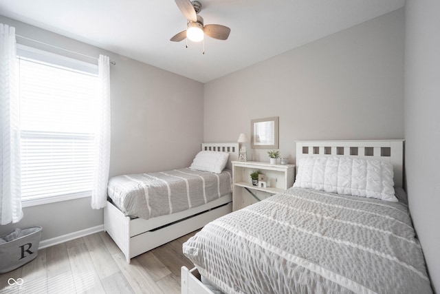 2856 Old Rosebud Ln, Westfield, IN 46074 - bedroom featuring light wood-type flooring and ceiling fan