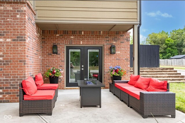2130 Brookside Pkwy N Drive, Indianapolis, IN 46201 - view of patio featuring an outdoor living space and french doors