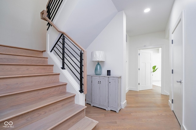 2130 Brookside Pkwy N Drive, Indianapolis, IN 46201 - stairway featuring wood finished floors and recessed lighting