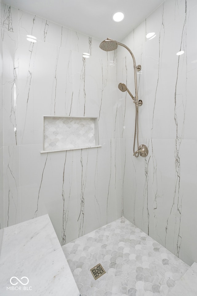 2130 Brookside Pkwy N Drive, Indianapolis, IN 46201 - bathroom with a marble finish shower and recessed lighting