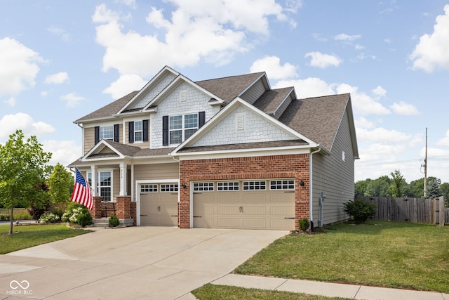 6176 Brighton Dr, Whitestown, IN 46075 - craftsman inspired home with brick siding, concrete driveway, a shingled roof, and a garage