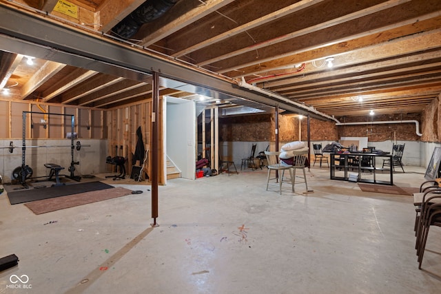 6176 Brighton Dr, Whitestown, IN 46075 - unfinished basement with stairway