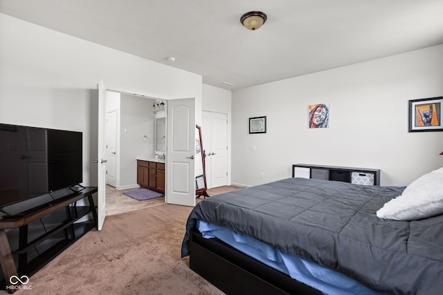 6176 Brighton Dr, Whitestown, IN 46075 - bedroom featuring light carpet and ensuite bath