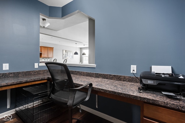 6176 Brighton Dr, Whitestown, IN 46075 - office area with built in study area and wood finished floors