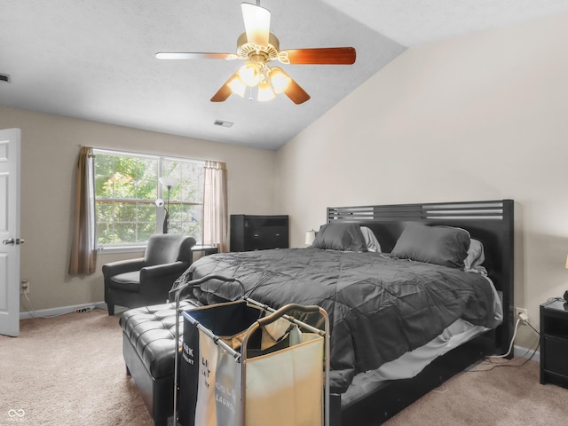 5626 Prince Woods Cir, Indianapolis, IN 46224 - bedroom with vaulted ceiling, carpet, and ceiling fan