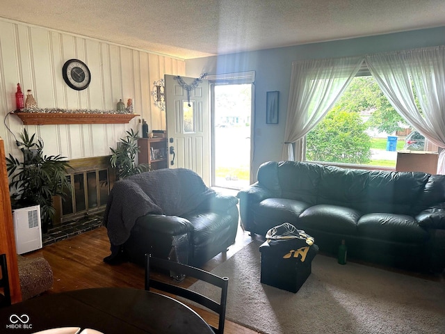 1000 Meadow Ln, Greencastle, IN 46135 - living area featuring a textured ceiling and wood finished floors