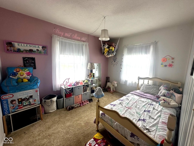 1000 Meadow Ln, Greencastle, IN 46135 - bedroom featuring carpet, multiple windows, and a textured ceiling