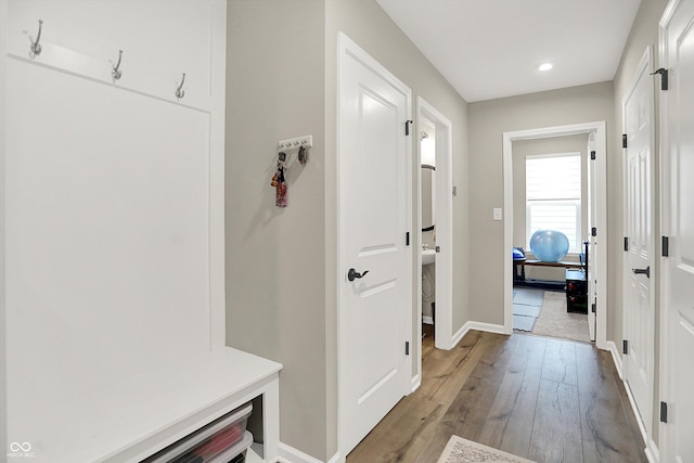 1319 Petit Verdot Dr, Westfield, IN 46074 - mudroom with wood finished floors and recessed lighting