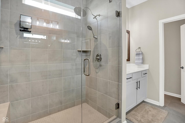 1319 Petit Verdot Dr, Westfield, IN 46074 - full bathroom with a shower stall, vanity, tile patterned flooring, and plenty of natural light