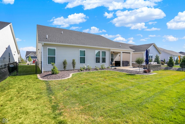 1319 Petit Verdot Dr, Westfield, IN 46074 - back of property with a fenced backyard, a patio area, and ceiling fan