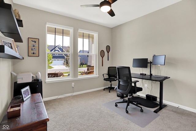 1319 Petit Verdot Dr, Westfield, IN 46074 - carpeted office space with a ceiling fan and baseboards