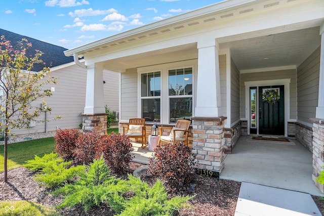 1319 Petit Verdot Dr, Westfield, IN 46074 - property entrance with a porch and stone siding