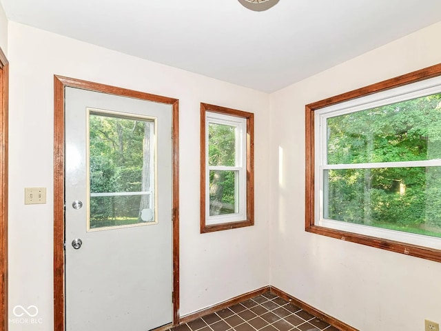 18378 Southeastern Pkwy, Fortville, IN 46040 - entryway with baseboards and dark tile patterned floors