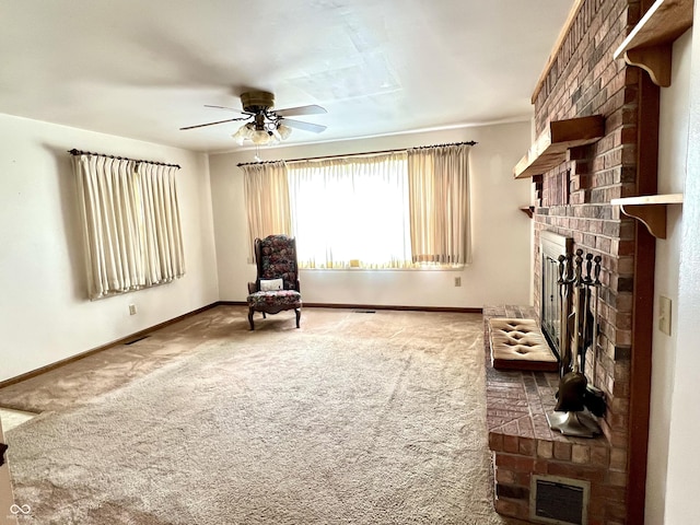 4096 N 200 W, Greenfield, IN 46140 - sitting room with a fireplace, carpet flooring, and a ceiling fan