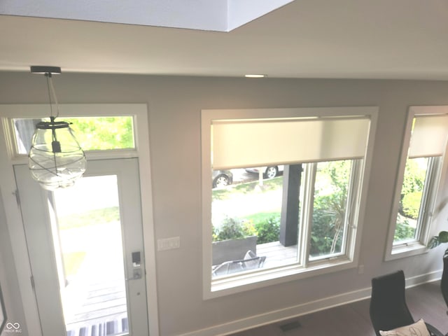 955 Dorman St, Indianapolis, IN 46202 - doorway to outside with plenty of natural light and wood finished floors