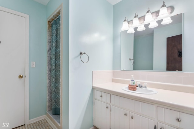3669 Glenwood Dr, Martinsville, IN 46151 - bathroom with vanity and a shower with shower curtain