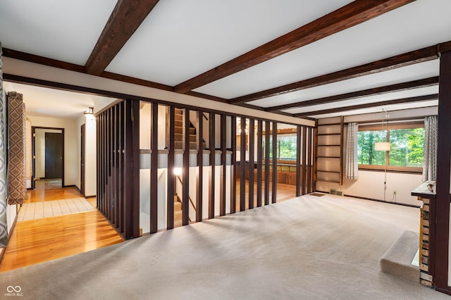 3669 Glenwood Dr, Martinsville, IN 46151 - hall with beam ceiling and wood finished floors