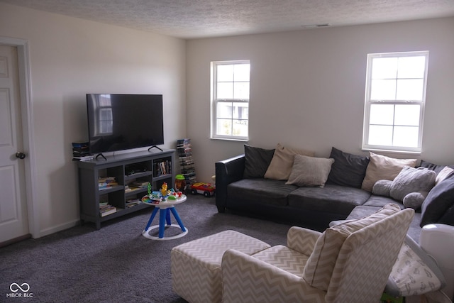 907 Ram Dr, Franklin, IN 46131 - living room with carpet and a textured ceiling
