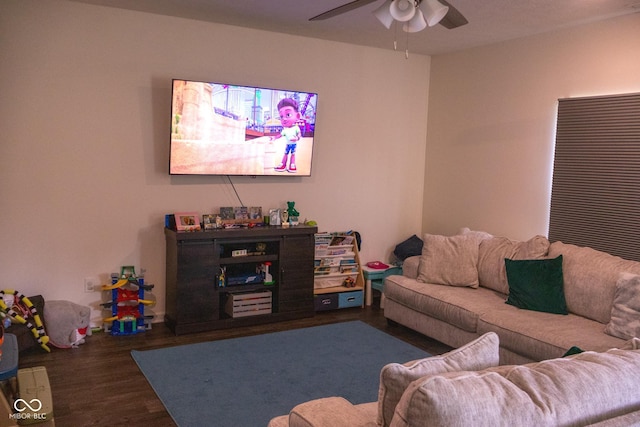 907 Ram Dr, Franklin, IN 46131 - living room featuring wood finished floors and a ceiling fan