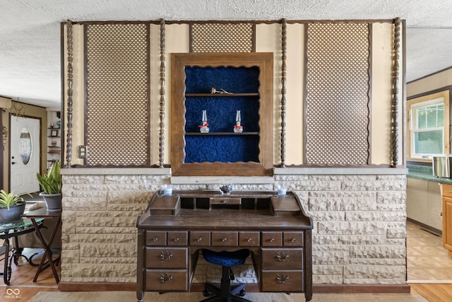 3534 Carr Ave, Indianapolis, IN 46221 - home office with a textured ceiling and parquet floors