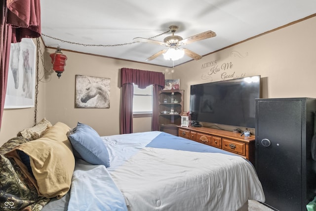 3534 Carr Ave, Indianapolis, IN 46221 - bedroom with crown molding and ceiling fan