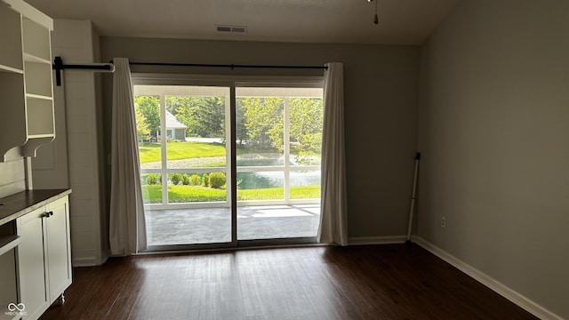 2083 Kerns Ct, Carmel, IN 46280 - doorway to outside featuring dark wood-type flooring