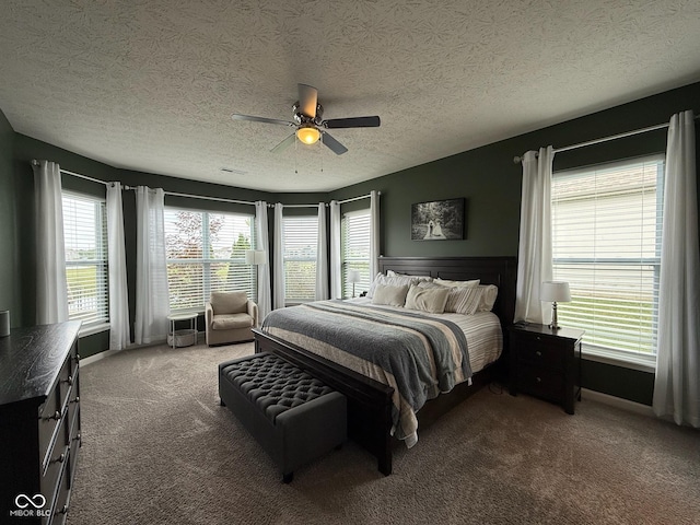 19280 Scofield Ridge Blvd, Westfield, IN 46062 - bedroom featuring carpet flooring, a textured ceiling, and a ceiling fan