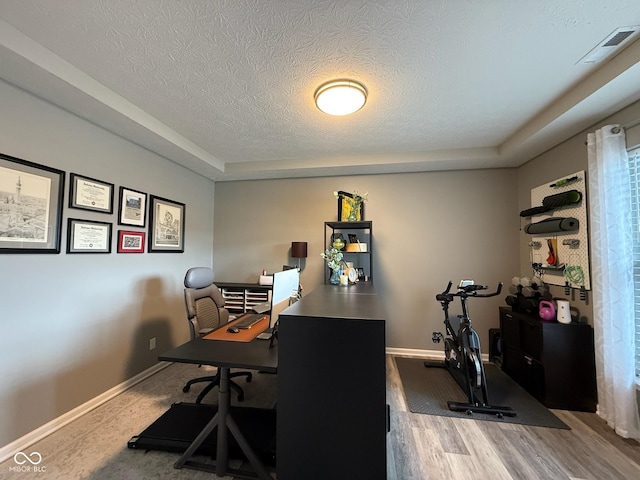 19280 Scofield Ridge Blvd, Westfield, IN 46062 - home office with a textured ceiling and wood finished floors