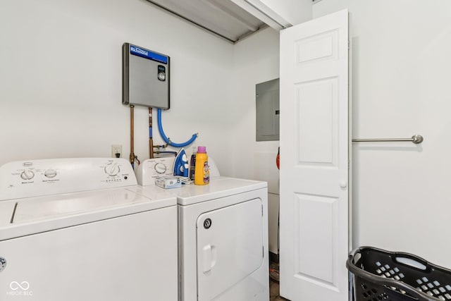 26735 Six Points Rd, Sheridan, IN 46069 - laundry area featuring washer and dryer and electric panel