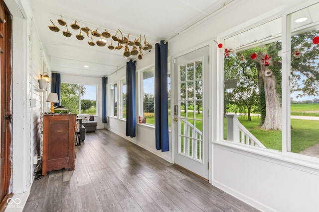 26735 Six Points Rd, Sheridan, IN 46069 - sunroom with baseboards and wood finished floors